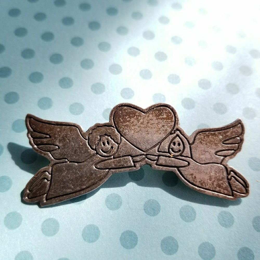 Vintage Angel Sterling Silver brooch 925 cherub Mexico Mexican EFS